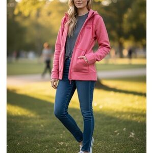 The North Face Women’s Evolution Simple Dome Full-Zip Hoodie in pink XS